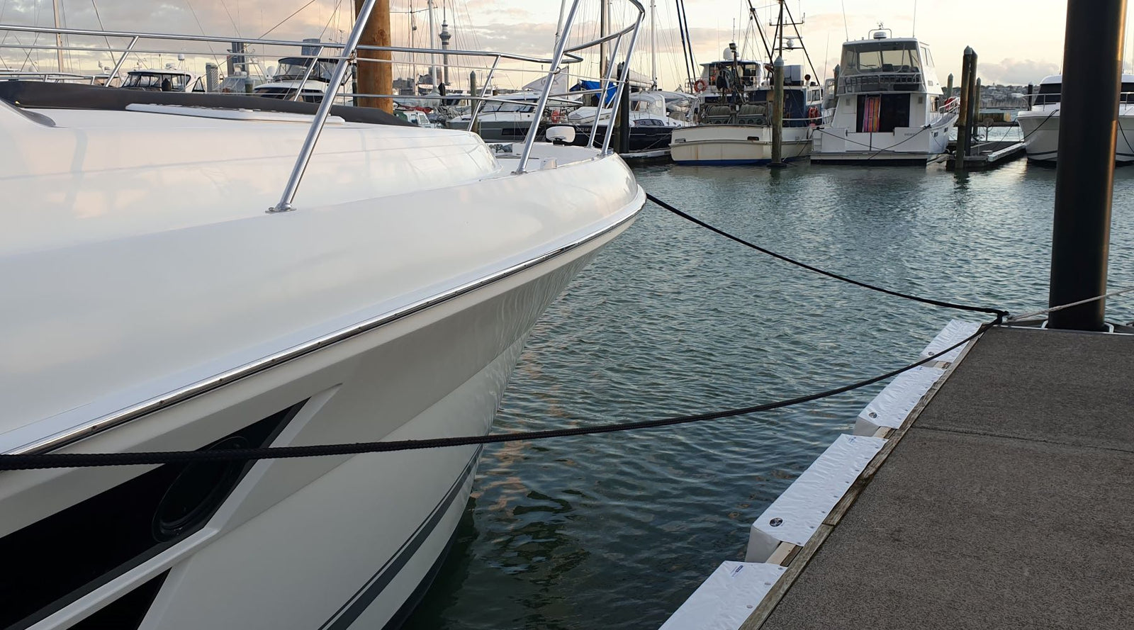 Dock and Mooring Lines by Hauraki Fenders. Customised dock lines made on site at your marina to the correct length. Includes supply and / or installation using Pro Splice from Fineline Marine.