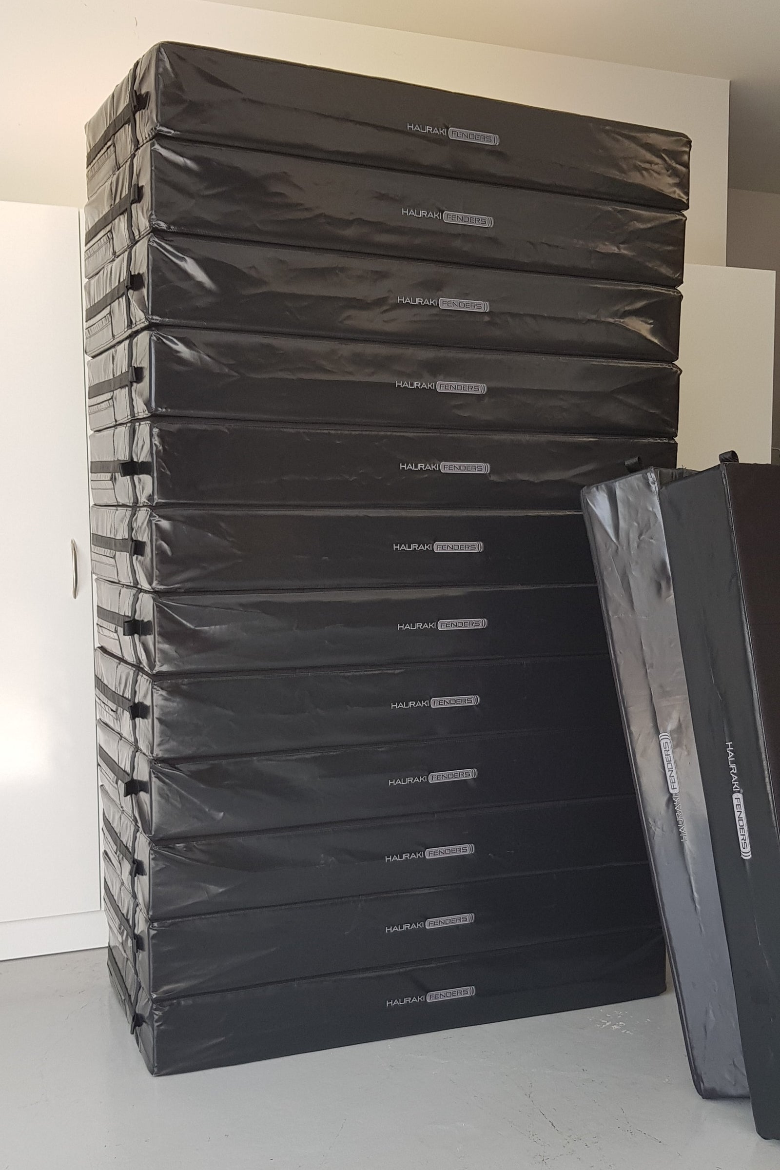 Custom made hurricane solid foam fenders for SailGP by Hauraki Fenders