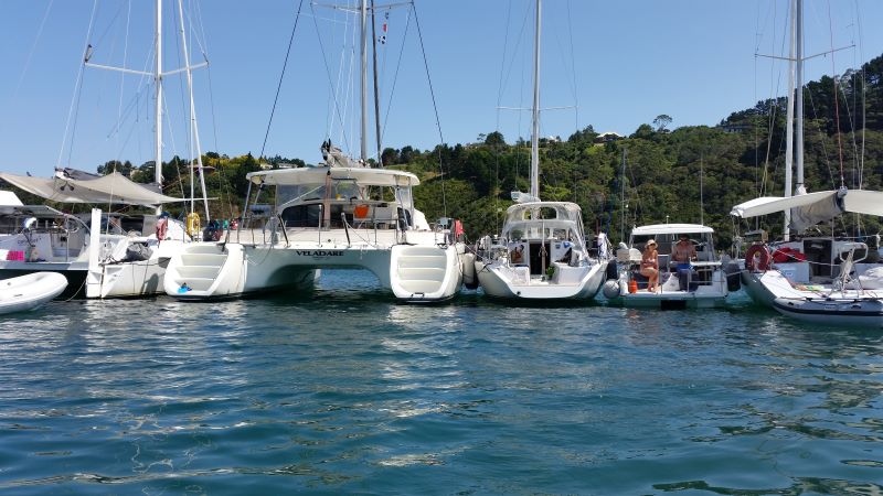Customer photo of Hauraki inflatable fenders, covers and other products in use - Summer cruising boat raft up