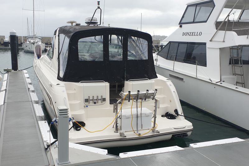 Marina Berth Set up by Hauraki Fenders. Supply and installation of dock lines, marina fenders, dock wheels and pole fenders. Grand Pacific, Ultralon, Marinaquip and Barrier Fenders.