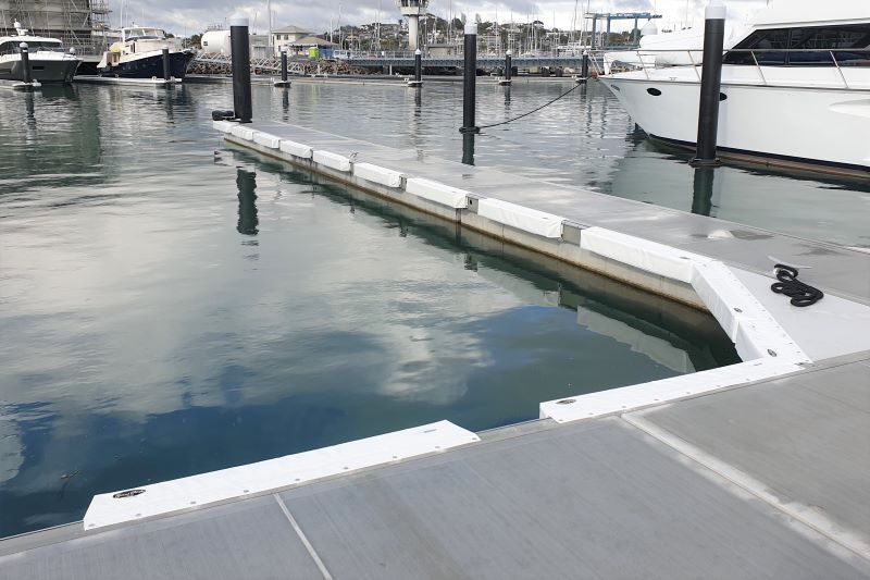 Marina Berth Set up by Hauraki Fenders. Supply and installation of dock lines, marina fenders, dock wheels and pole fenders. Grand Pacific, Ultralon, Marinaquip and Barrier Fenders.