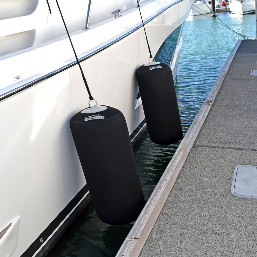 Hauraki Neoprene Fender Covers - Black neoprene covers for inflatable boat fenders