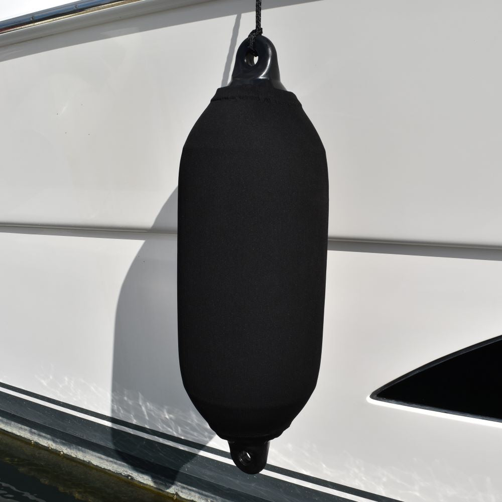 Dan-Fender Cover - Black polyester boat fender cover available from Hauraki Fenders