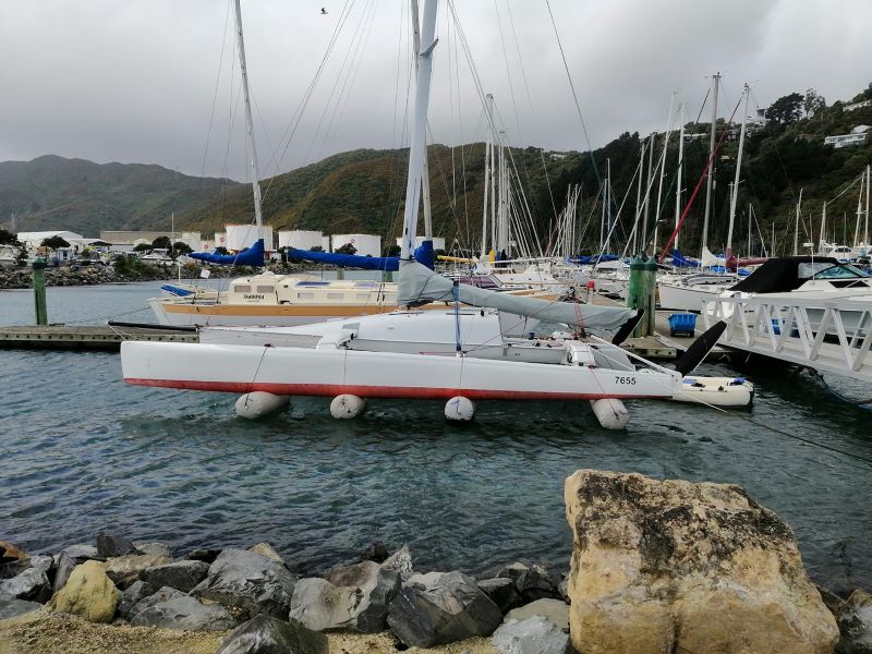 Customer photo of Hauraki inflatable fenders, covers and other products in use - Multihull String Theory