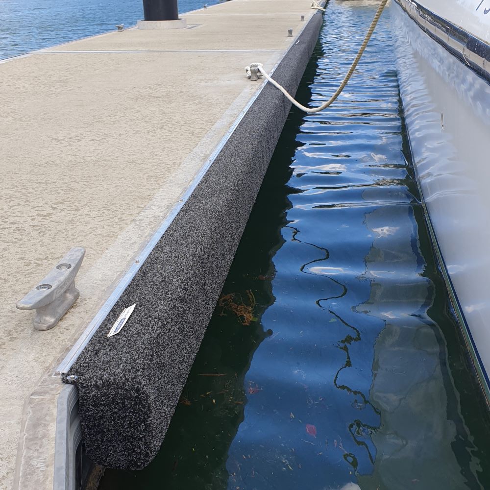 Premium Marine Carpet Fenders available from Hauraki Fenders - up to 6m long marine carpet covered foam marina fender
