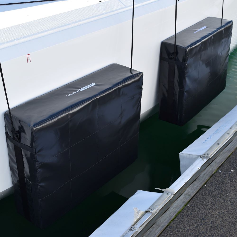 Hauraki Hurricane Fenders - Heavy duty solid foam boat fender - fleece on hull side, double pvc on dock side