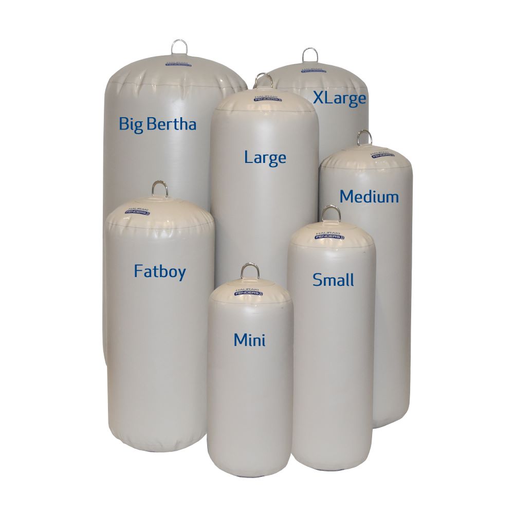 Hauraki Inflatable Fenders - light grey inflatable boat fenders, mini, small, medium, fatboy, large, xlarge, big bertha
