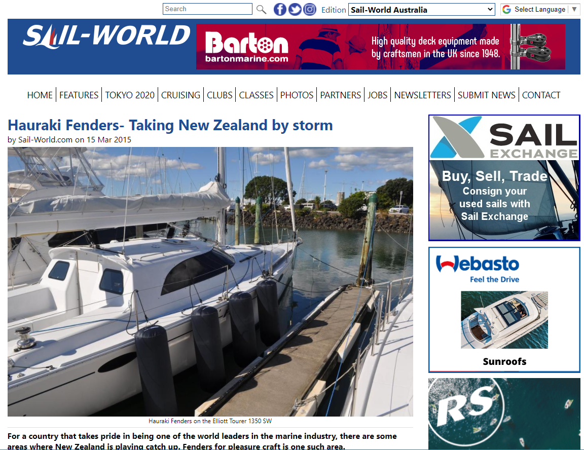 Hauraki Fenders on Sail-World