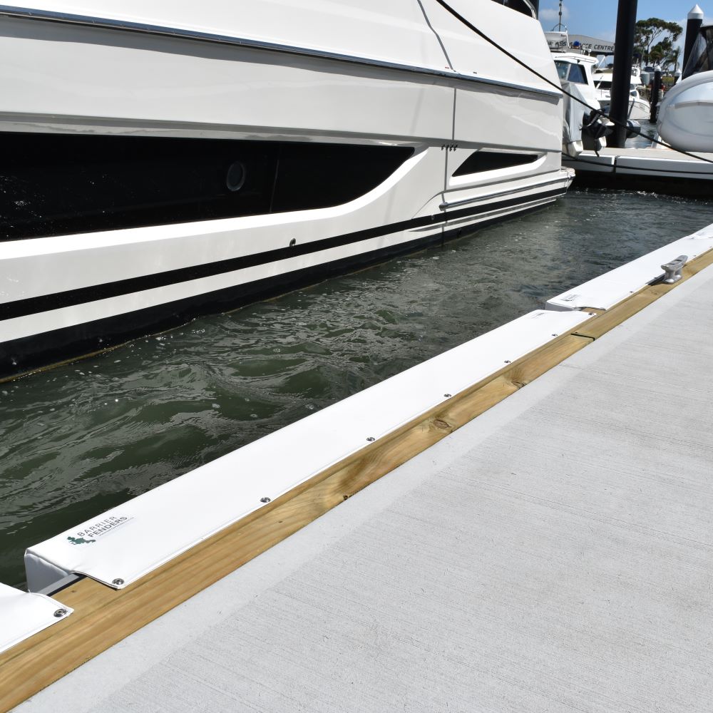 Barrier Fenders available from Hauraki Fenders - 2m pvc covered foam marina fender